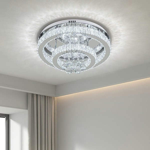 Double Tier Round Crystal Celling Light Living and Home