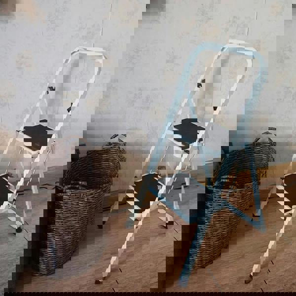 Gr8 Home 2 Step Ladder Folding Stool Non Slip Tread Heavy Duty Steel Foldable Home DIY