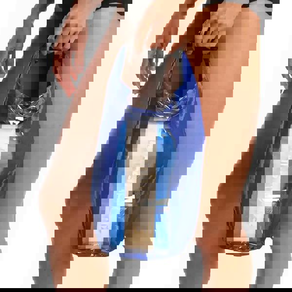 Simply Swim dry bag in royal blue white stripes with clear window