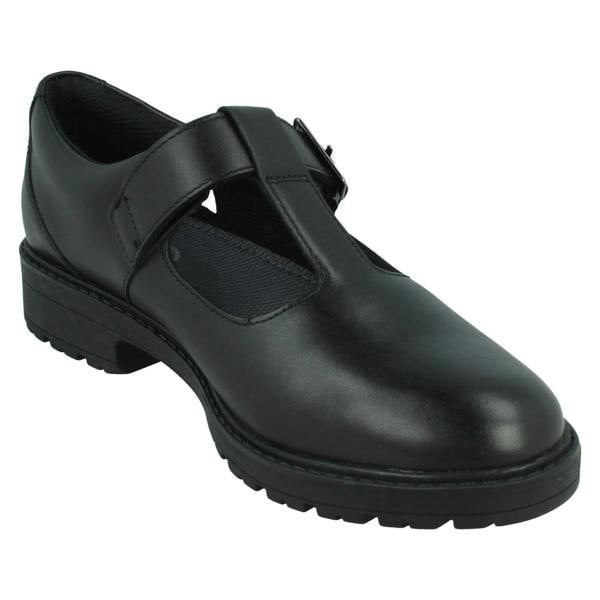 Clarks Girls Clarks T-Bar School Shoes Loxham Shine