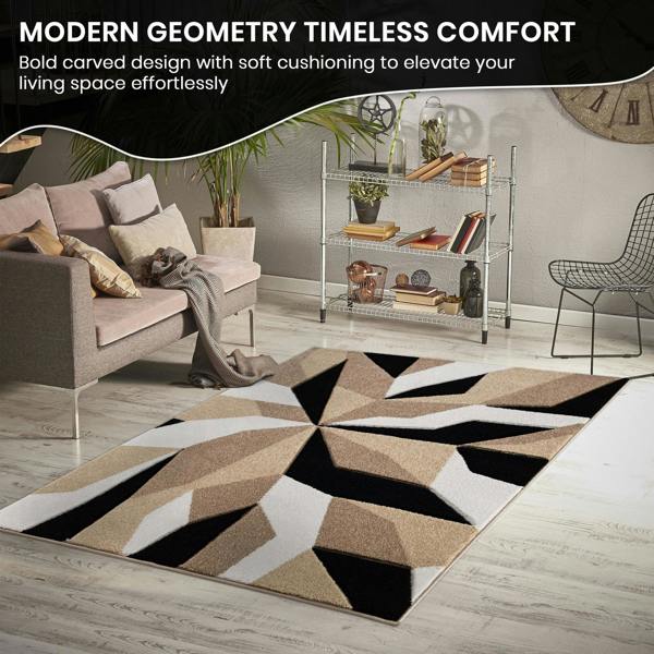Smart Living Carved Rug Contemporary - Beige Black