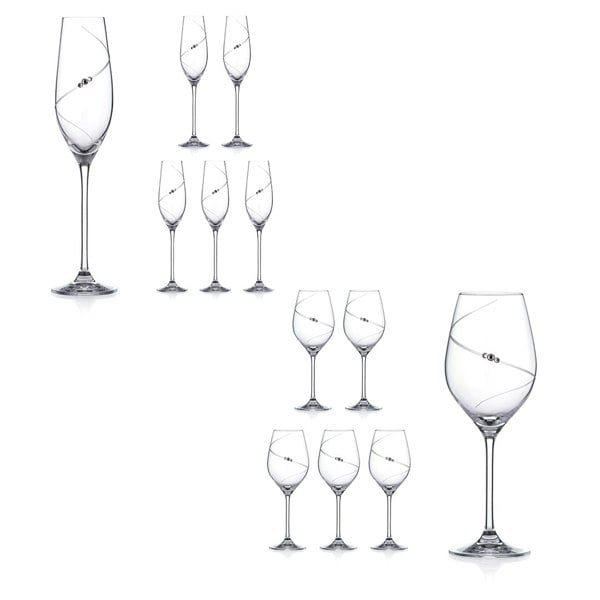 Diamante Silhouette Party Bundle - Champagne & Wine - 12 Glasses