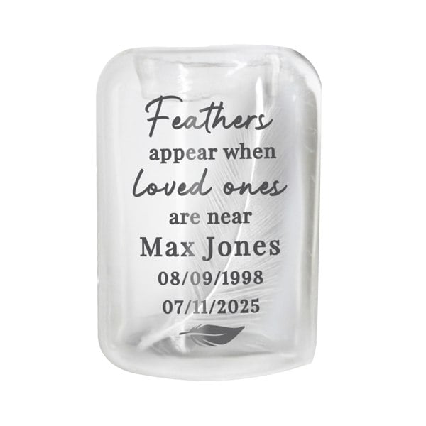 Personalised Memento Company Personalised Loved Ones Memorial Feather Tealight Holder