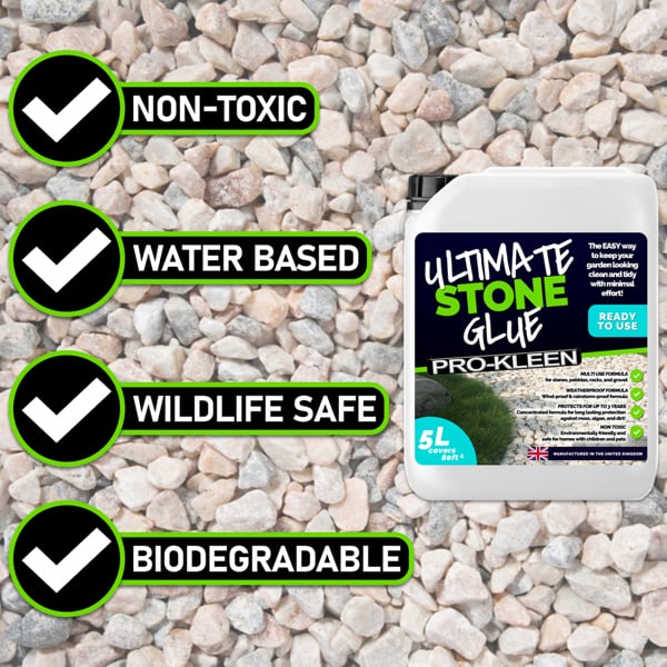 ProKleen Pro-Kleen Ultimate Stone Glue 20L (Covers 360 ft2) - Stone Glue Binder For Gravel, Stones, Slate & Mulch