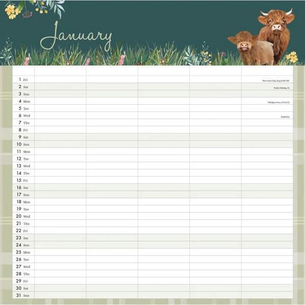 Highland Cows Family Organiser 2027, Family Planners, Month To View, Animals, Gift