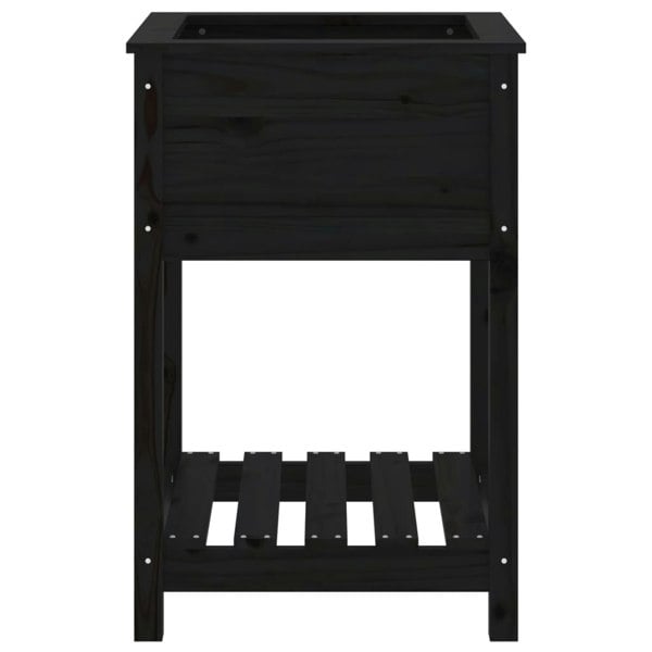 Berkfield Planter with Shelf Black 54x54x81 cm Solid Wood Pine