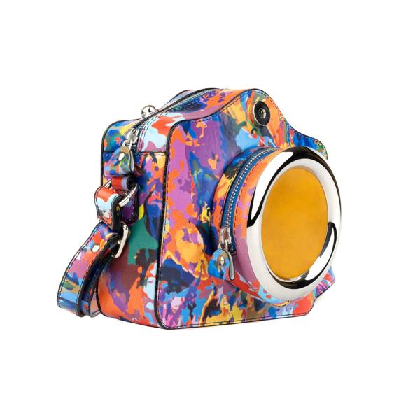 Embassy London Snapshot - Summer Colours - Camera shaped cross-body bag in Summer Colours pattern leather