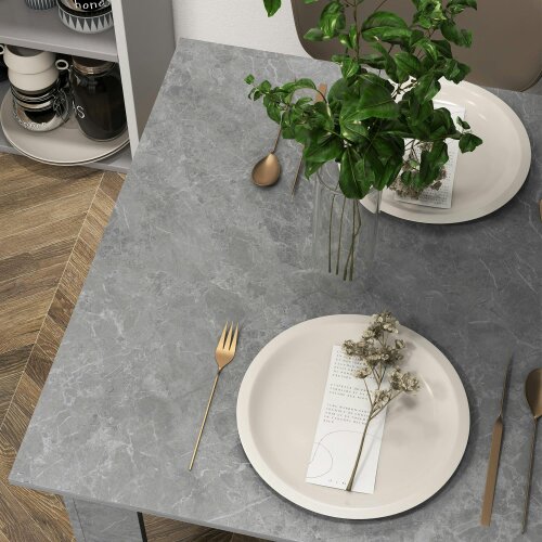 Wyld Haus Kava Cement Grey Square Dining Table With Faux Cement Finish Compact Modern Style