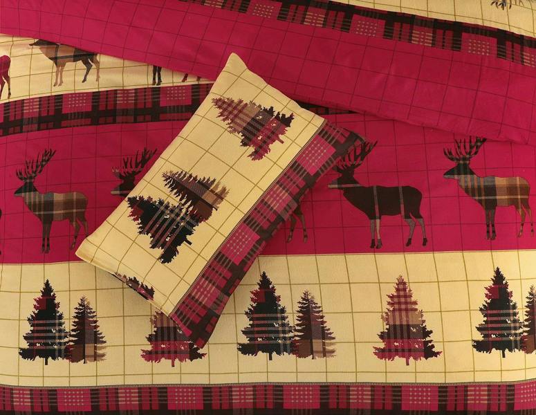 Flannelette Thermal Stag Red Duvet Cover Set