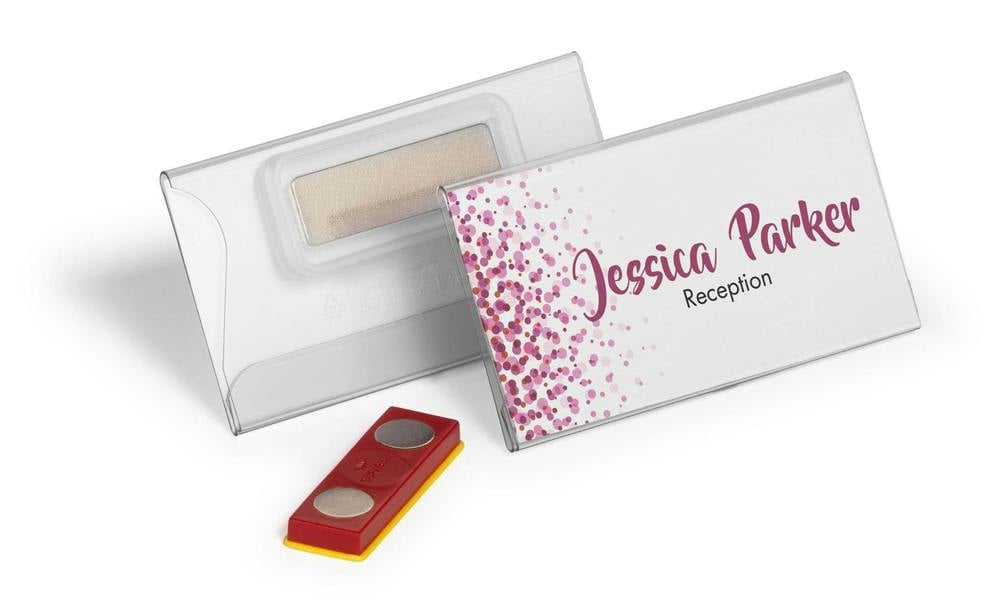 Durable CLICK FOLD Magnet Name Tag Badge Holders | 25 Pack | 40 x 75mm