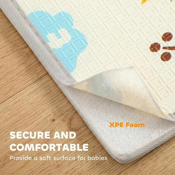 Foldable Reversible Baby Play Mat 200 x 180 cm, Waterproof, Non-Slip for Crawling and Learning, Tree & Forest Theme
