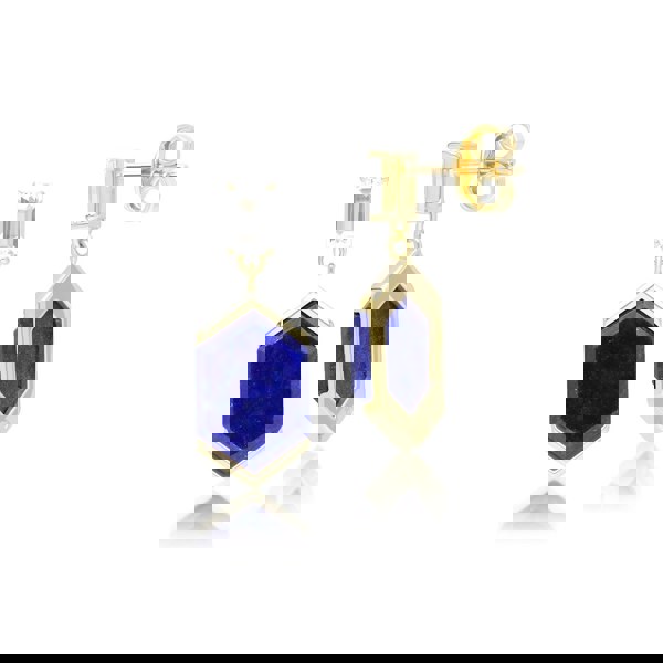 Gemondo Grand Deco Hexagon Lapis Lazuli & Topaz Drop Earrings in Gold Vermeil