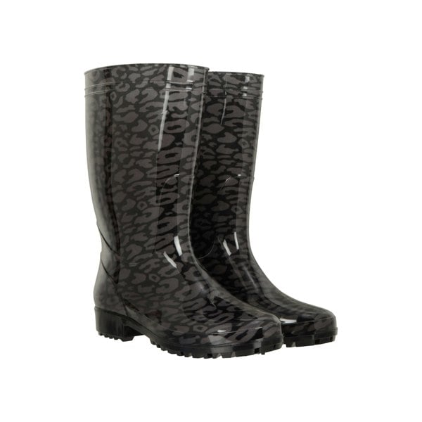 Mountain Warehouse Womens/Ladies Splash Animal Print Wide Calf Wellington Boots - Dark Grey