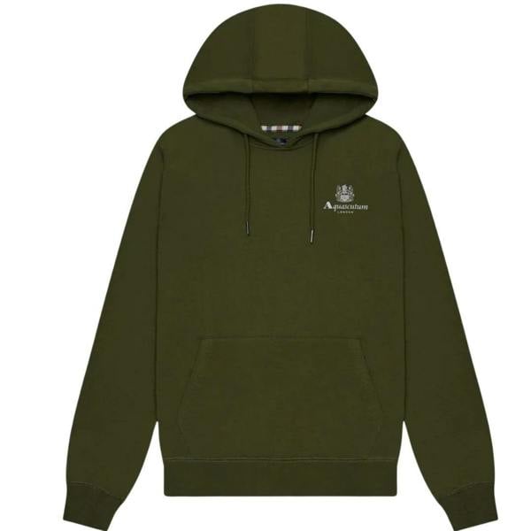 Aquascutum Mens Active Big Logo Hoodie - Green - 