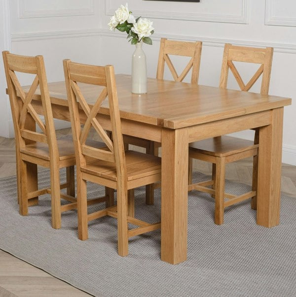 That's Furniture Seattle Oak Extending Dining Table with Berkeley Oak Chairs