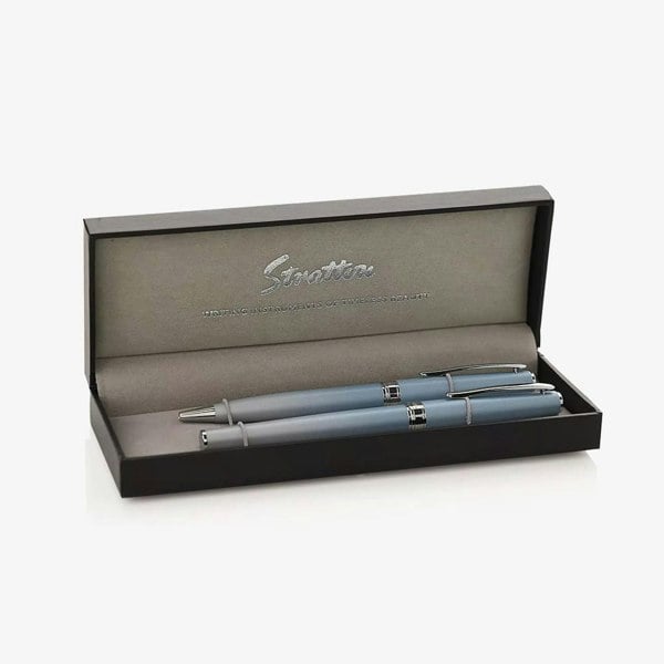 T. H. Baker Stratton Blue Ballpoint & Rollerball Pen Set ST2048