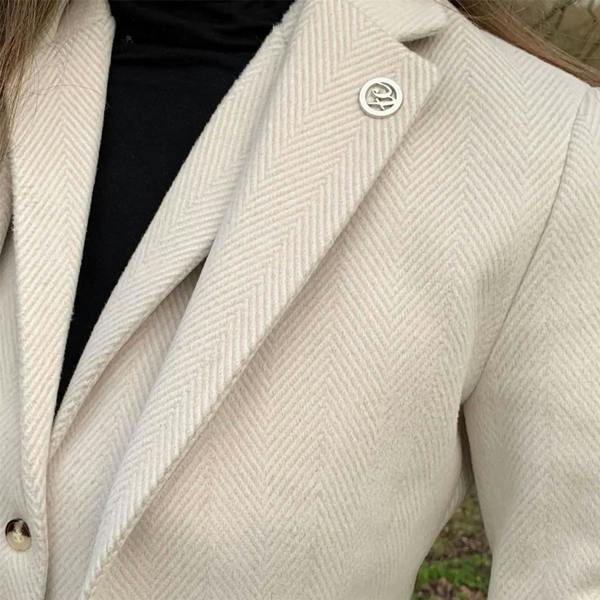 TruClothing Women's Cream Tailored Fit Wool Blend Tweed Blazer