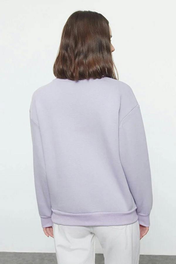 Hoxton Gal Thick Fleece-Lined Regular Fit Crew Neck Basic Knit Sweatshirt