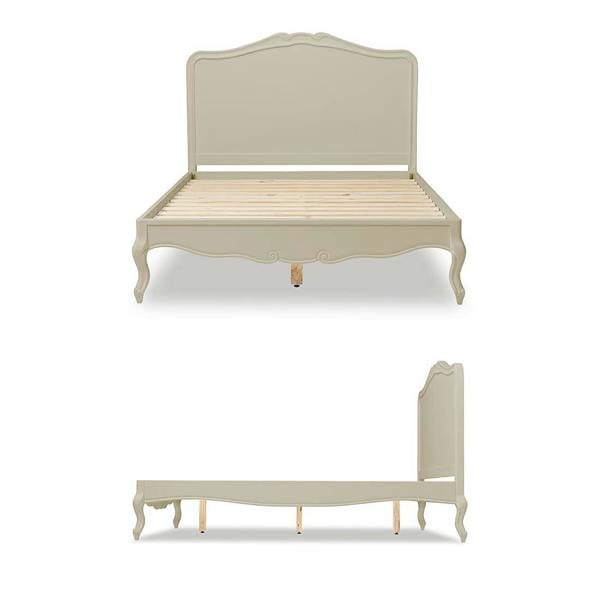 Statement Furniture Juliette French Style Bed with Wooden Headboard. Cream Bed Frame in 3ft 4ft6 5ft 6ft