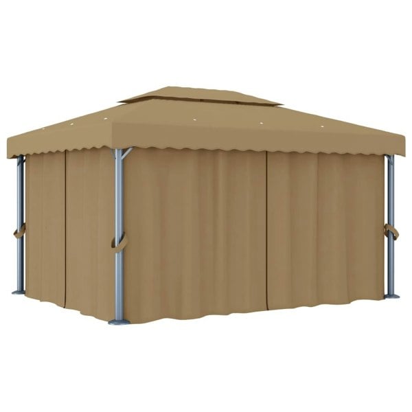 Berkfield Gazebo with Curtain 4x3 m Taupe Aluminium