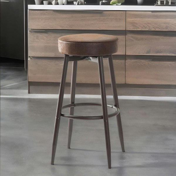 Rafaelo Mobilia Set Of 2 Adjustable Swivel Brown Stools