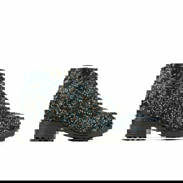 Embassy London Laviva - Black & Floral - Women's round toe wide fitted ankle boot In nubuck leather