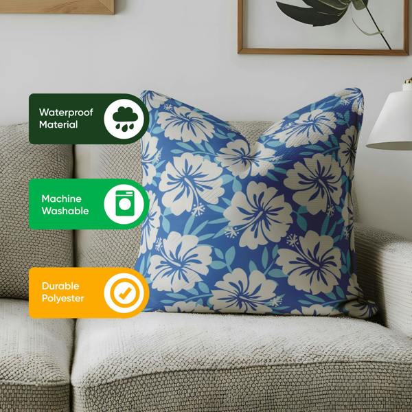 Gardenwize Pack of 2 Blue Hawaiian Cushion Covers