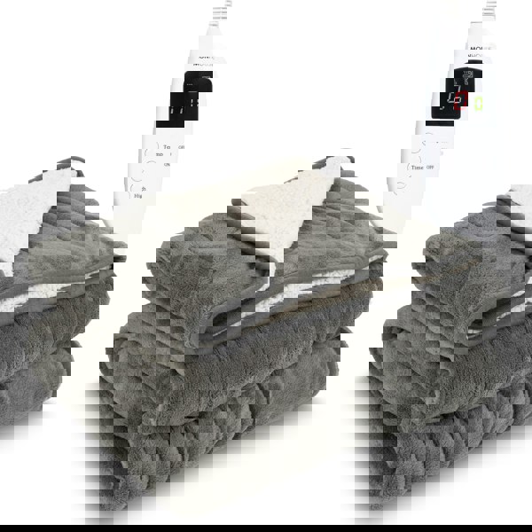 MONHOUSE Heated Electric Throw 9H Timer 9 Heat Setting Shearling Fleece Blanket