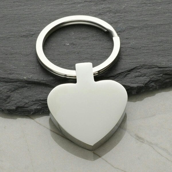 Christopher James of London Mirror Polished Heart St Christopher Keyring With Optional Engraving