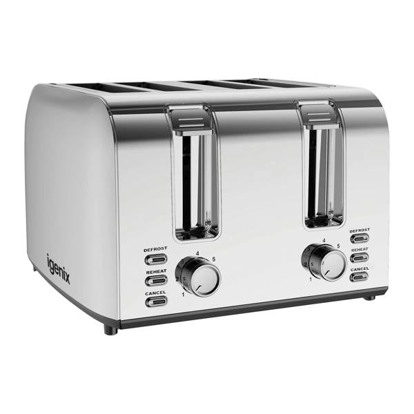 Igenix 1500W 4 Slice Toaster, Stainless Steel