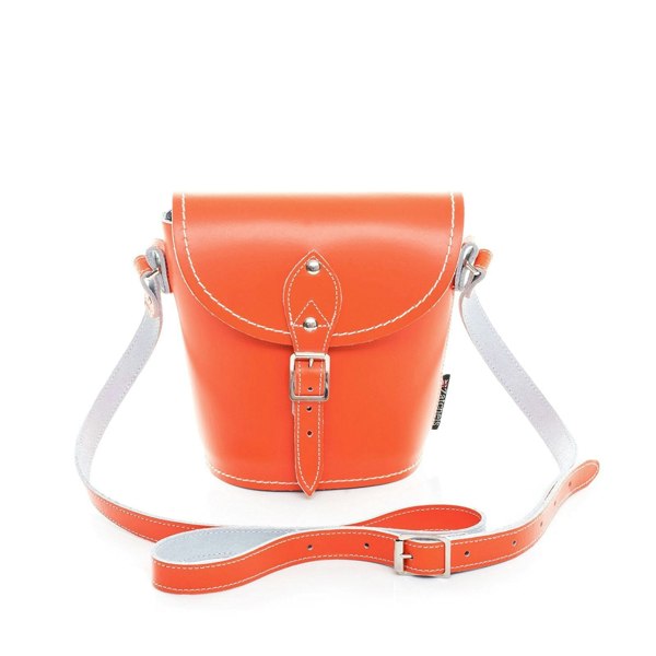 Orange Leather Barrel Bag - Barrel Bag - Zatchels
