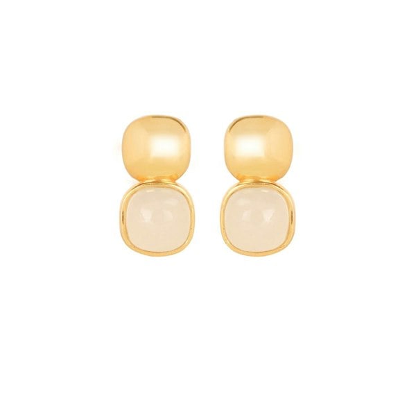 Lila Rasa Glossy Gold & Sparkling White Crystal Stud