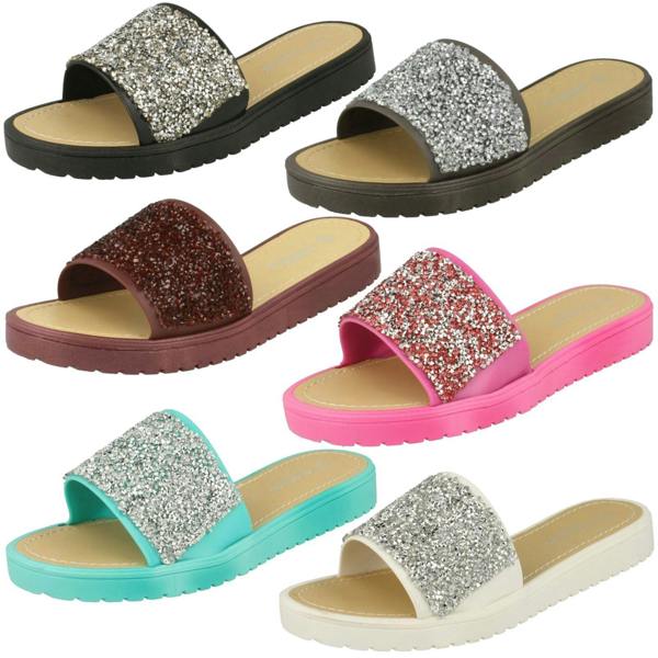 Savannah Ladies Savannah Open Toe Glitter Front Sandals