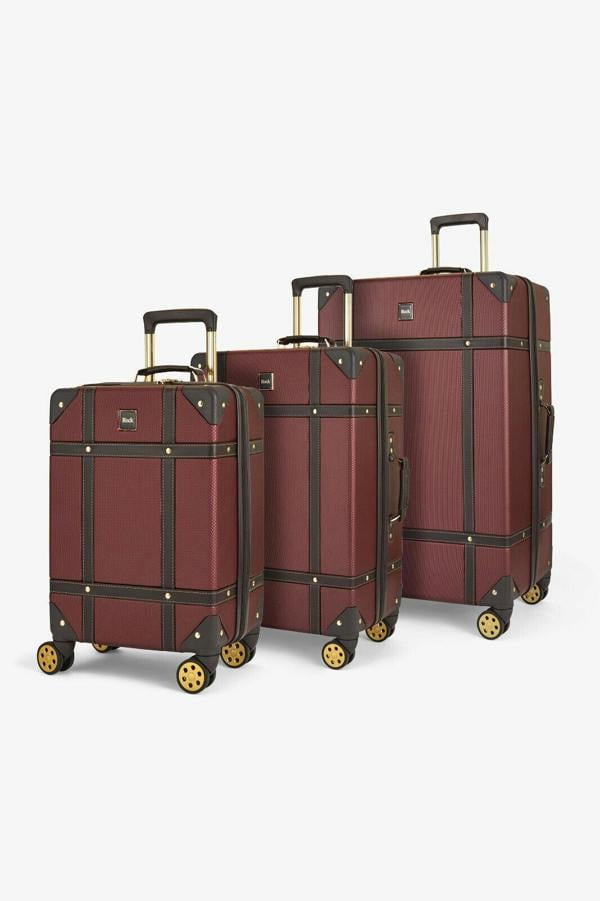 Rock Luggage Vintage Hard Shell Luggage Trunk Suitcase Set