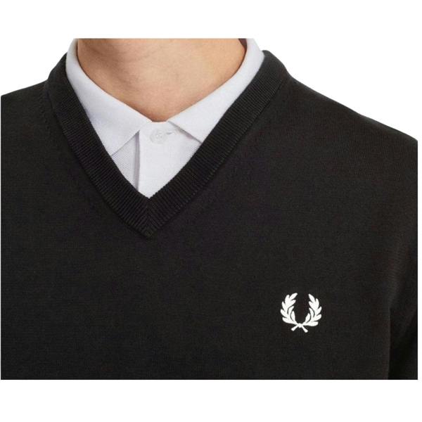 Fred Perry Classic V-Neck Black Jumper XS