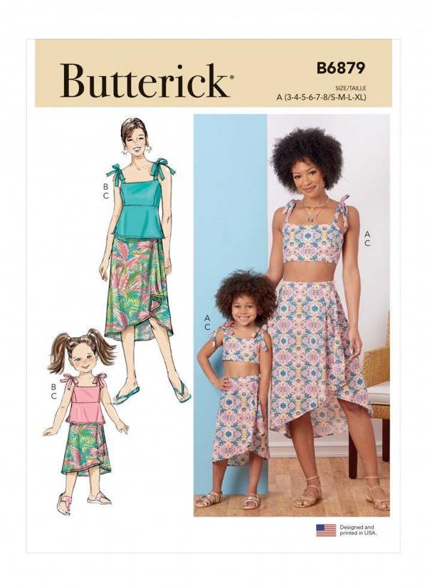 Butterick Sewing Pattern 6879, Tops, Skirts for Women, A (3-8 / S-XL) - Intermediate