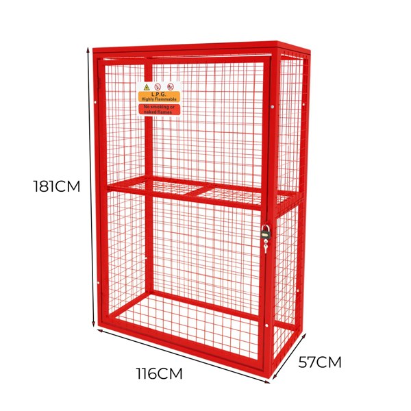 Monstershop Red Gas Bottle Collapsible Mesh Cage – 181cm x 116cm x 57cm