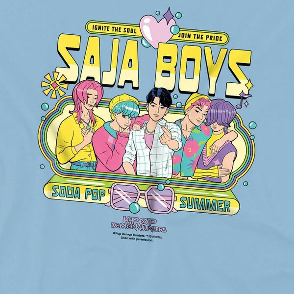 K-Pop Demon Hunters Childrens/Kids Saja Boys Festival Poster Sweatshirt - Light Blue
