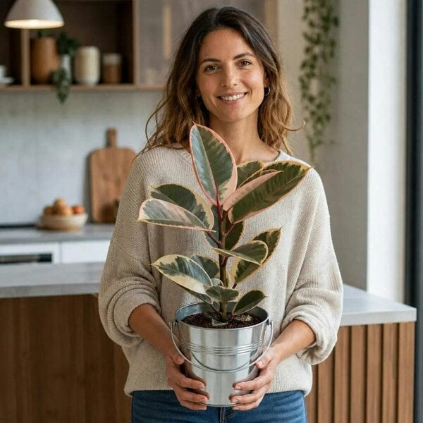 Ficus Tineke Rubber Plant – Elegant Variegated Green and Cream Indoor Houseplant