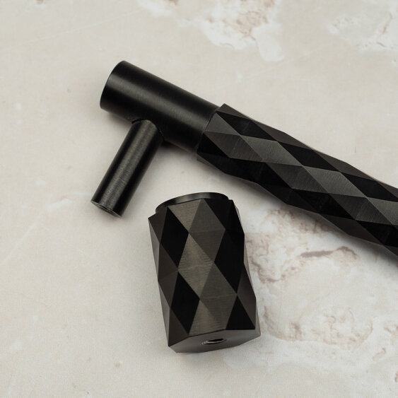 Handle & Home Dark Bronze Solid Brass Diamond Knurled Handle & Coordinating Knob