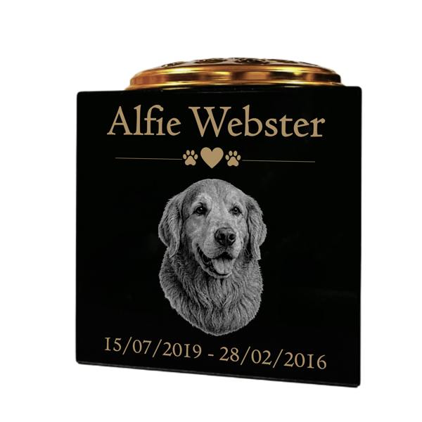 Memorials Direct Dog Memorial Granite Photo Vase