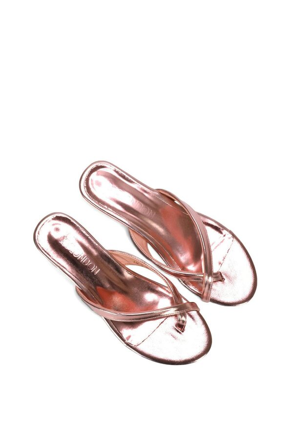 XY LONDON Mid Wedge Heel Sandal Mules With Toe Post