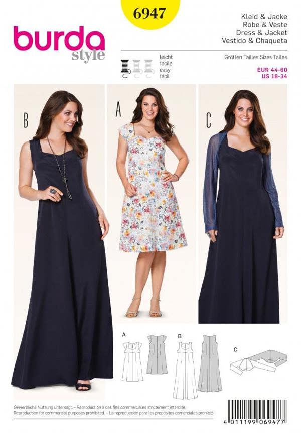Burda Sewing Pattern 6947 Jackets and Dresses For Women, 18 to 34 - Easy