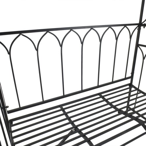 Wyld Haus Moretta Metal Black Garden Bench With Arched Trellis Frame For Climbing Plants 115 x 50 x 203 cm
