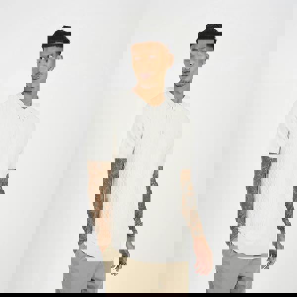 Brave Soul Light Sand Short Sleeve Knitted Polo Shirt - Light Sand Image 1