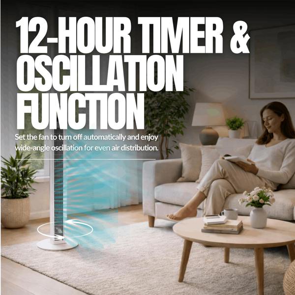 Mylek Tower Fan 39" - MYLEK - 2 Colours - Timer - 4 Speed Settings & 12 Hour Timer