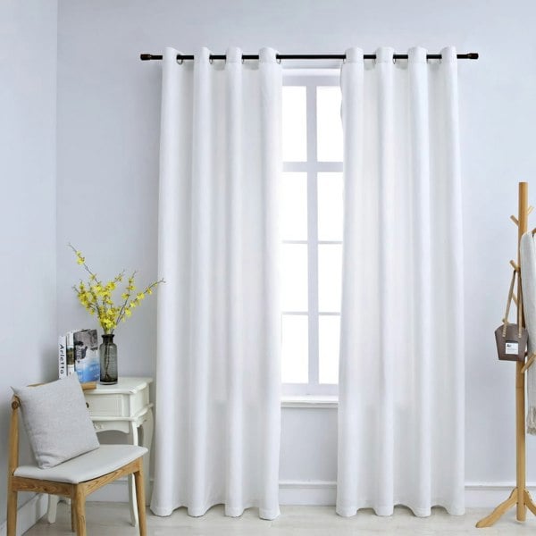 Berkfield Blackout Curtains with Metal Rings 2 pcs Off White 140x175 cm