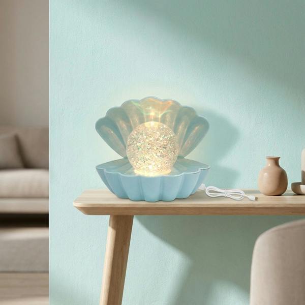 Garden Greatness Coastal-Inspired Aqua Seashell Table Lamp