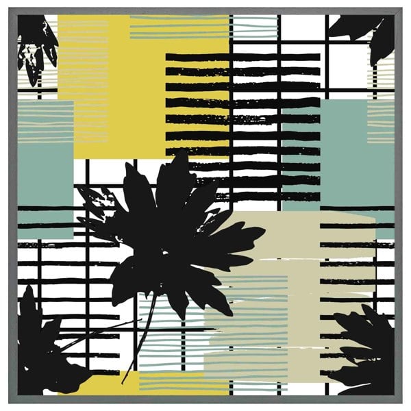 Benjamin Tate Design Geometric shape & leaf print in yellow & green (Picutre Frame)