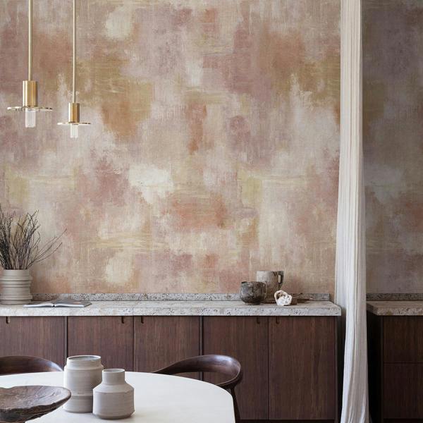 Grandeco Abstract Texture Plaster Effect 3 panel repeatable Textured Mural, Blush 1.59 x 2.8m